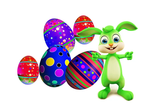 Coniglietto di Pasqua con uova colorate — Foto Stock