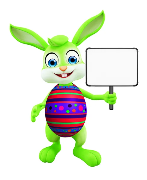 Coniglietto di Pasqua con cartello — Foto Stock