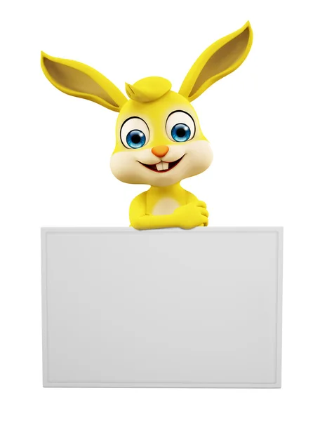 Easter Bunny with sign board — Stock Photo, Image