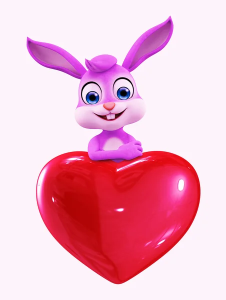 Easter Bunny with heart sign — Stock Photo, Image