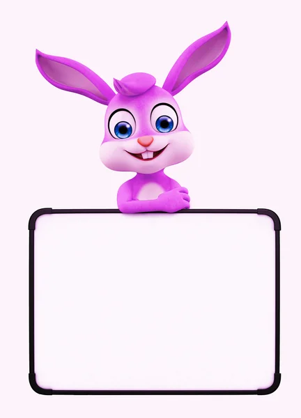 Easter Bunny with sign board — Stock Photo, Image