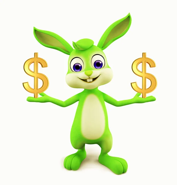 Easter Bunny with dollar — Stock Photo, Image