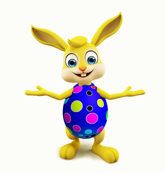 Easter Bunny with colourful eggs presentation pose — Stock Photo, Image