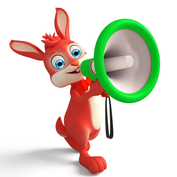 Easter bunny with Loudspeaker — Stock Photo, Image