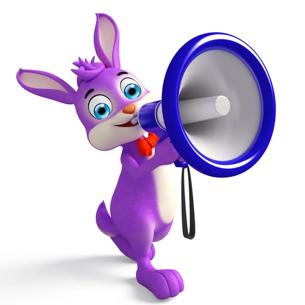 Easter bunny with Loudspeaker — Stock Photo, Image