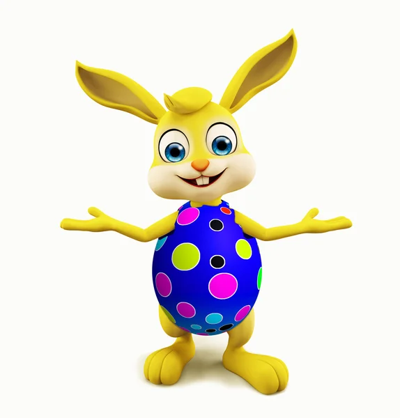 Easter Bunny met kleurrijke eieren presentatie pose Stockfoto