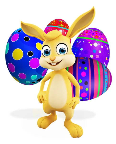 Easter Bunny met kleurrijke eieren Stockafbeelding