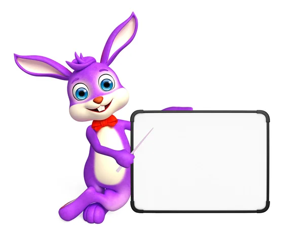Easter bunny with sign board — Stock Photo, Image