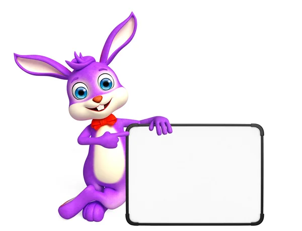 Easter bunny with sign board — Stock Photo, Image