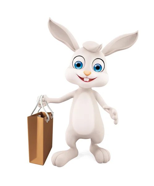 Conejo de Pascua con bolsa de compras — Foto de Stock