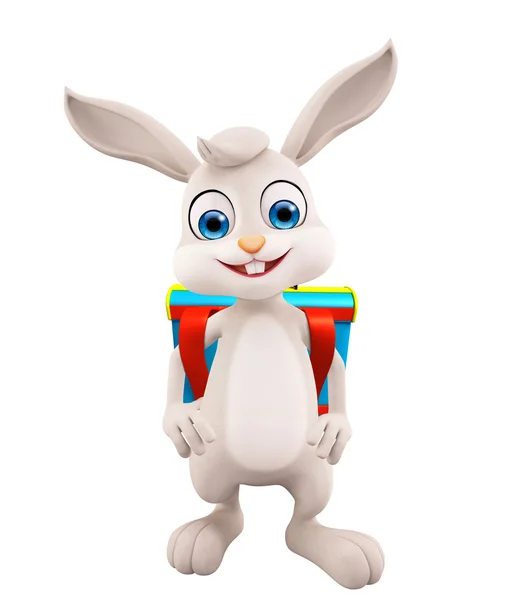 Lapin de Pâques avec sac d'école — Photo