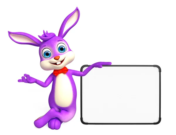 Easter bunny with sign board — Stock Photo, Image