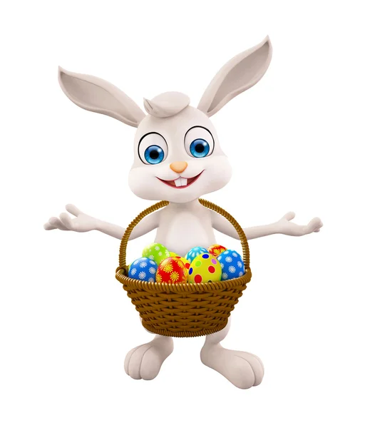 Easter bunny with Egg Basket — Stock Photo, Image