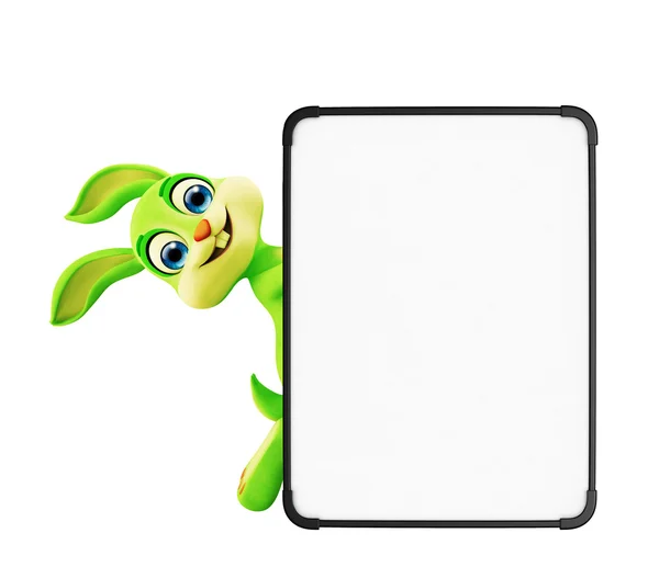 Easter bunny with sign board — Stock Photo, Image