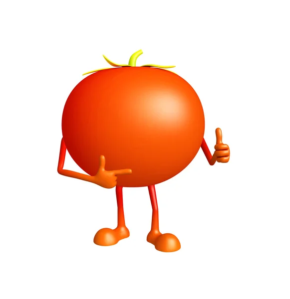 Tomatenfigur mit erhobenem Daumen — Stockfoto
