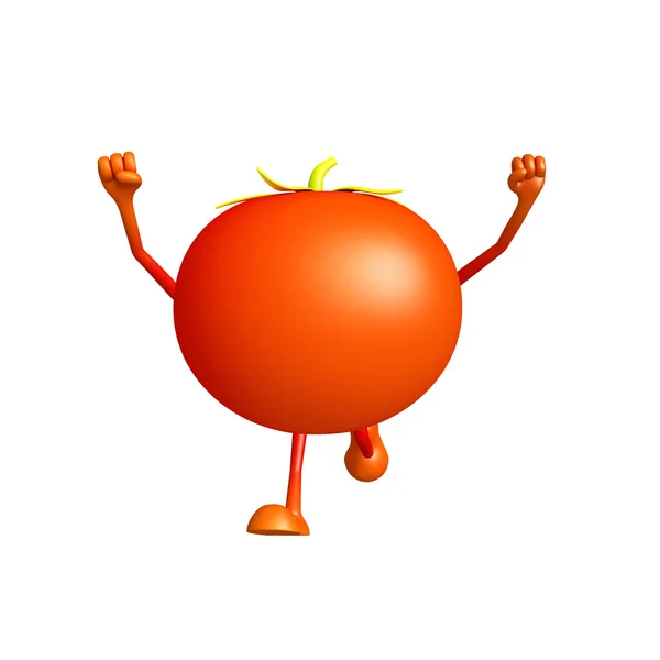 番茄特征与运行的姿势 — 图库照片