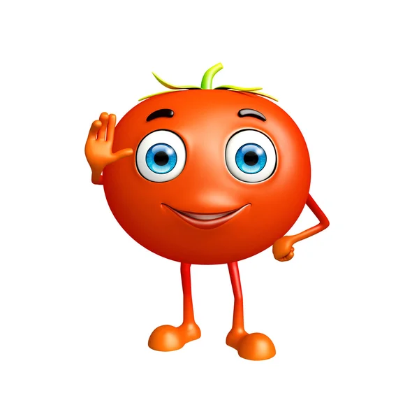 Personagem de tomate com dizendo oi pose — Fotografia de Stock