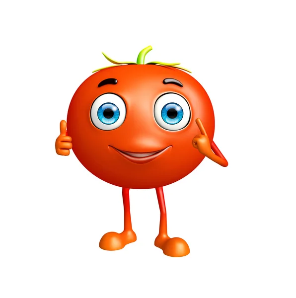 Tomat karaktär med tummen upp pose Royaltyfria Stockbilder