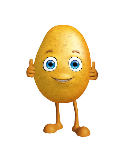 Potato character with thumbs up character