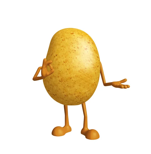 Картофель персонаж с лучшим знаком — стоковое фото