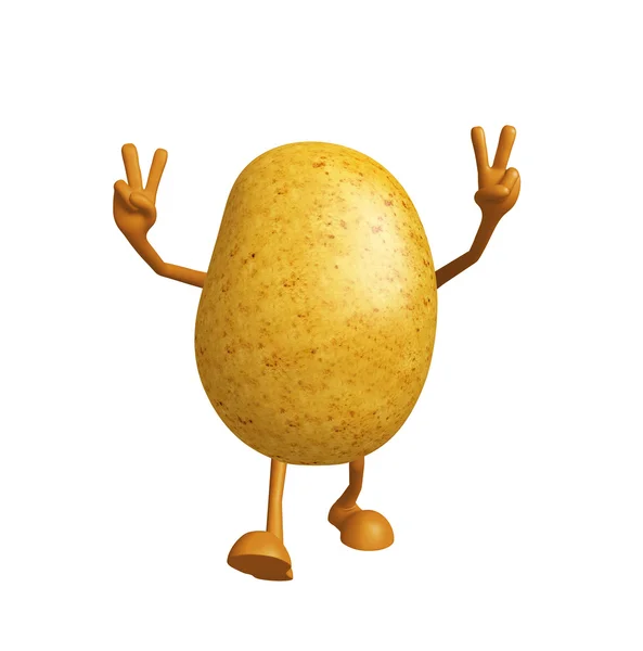 Potato character with win pose — Stock Photo, Image