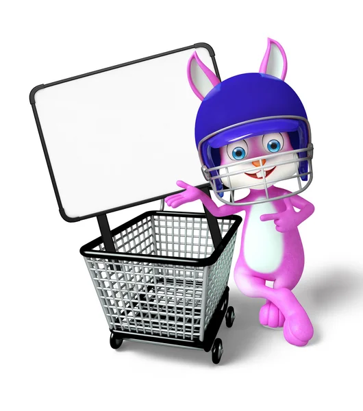 Easter Bunny character with shopping trolley — Stock Photo, Image