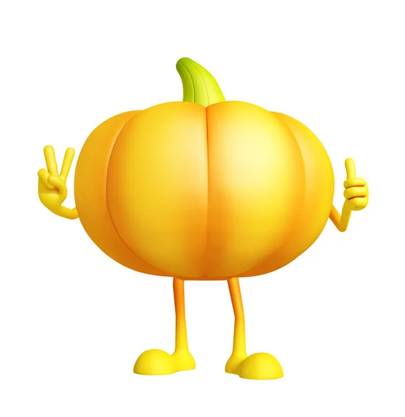 Pumpkin character with thumbs up pose Royalty Free Stock Photos