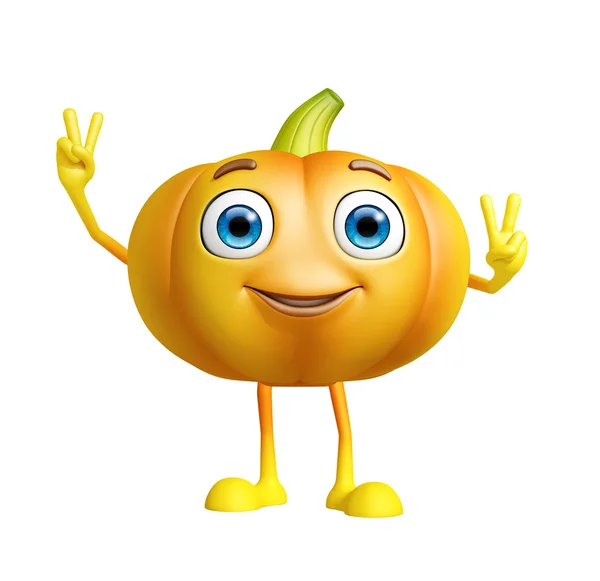 Pumpkin character with win pose Royalty Free Stock Photos