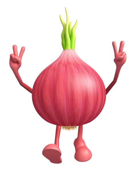 Onion character with win pose Royalty Free Stock Images