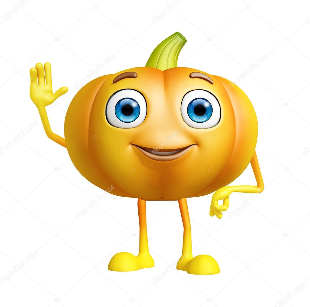  Pumpkin character with saying hi pose