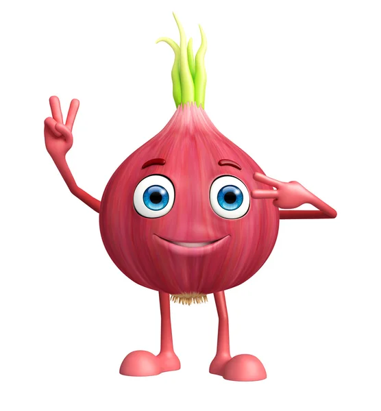 Onion character with win pose — Stock Photo, Image