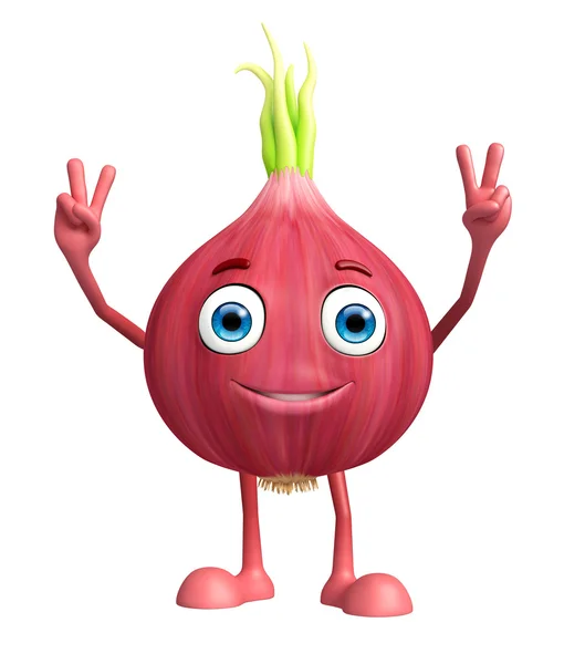 Onion character with win pose — Stock Photo, Image