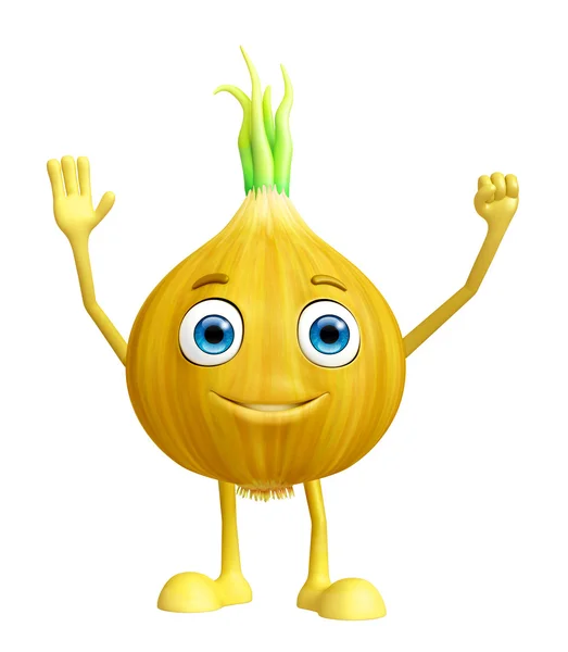 Merhaba söyleyerek poz ile soğan karakter — Stok fotoğraf
