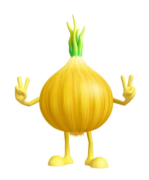 Onion character with win pose — Stock Photo, Image