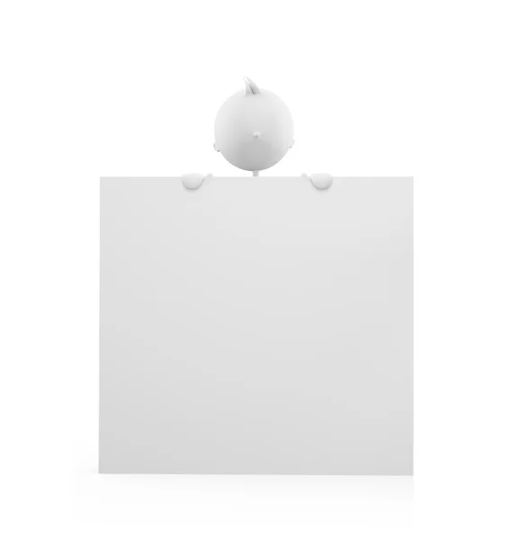 Caráter branco com tabuleta — Fotografia de Stock