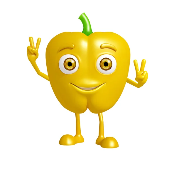 Capsicum character with win pose — Stock Photo, Image