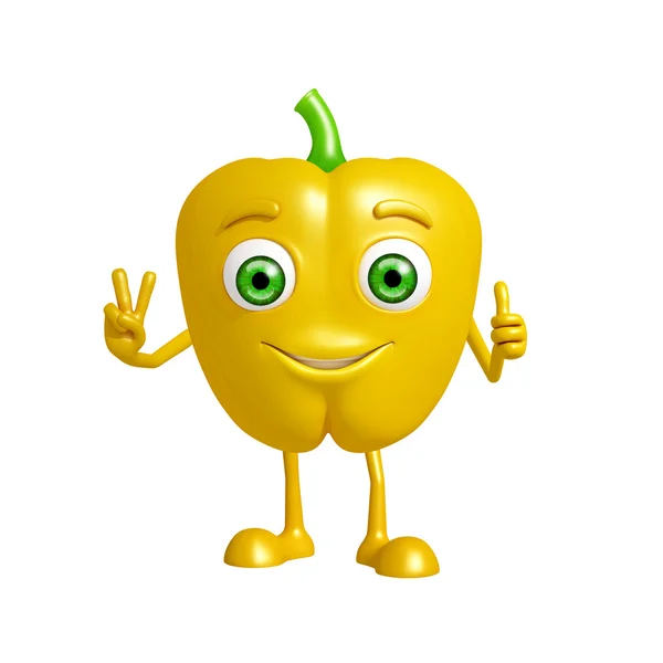 Paprika-Charakter mit Win-Pose — Stockfoto