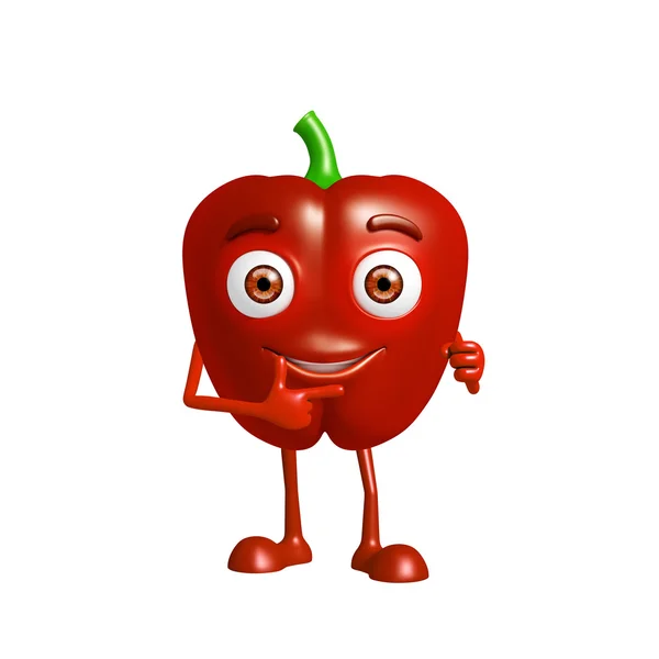 Capsicum character with pointing pose — Stock Photo, Image