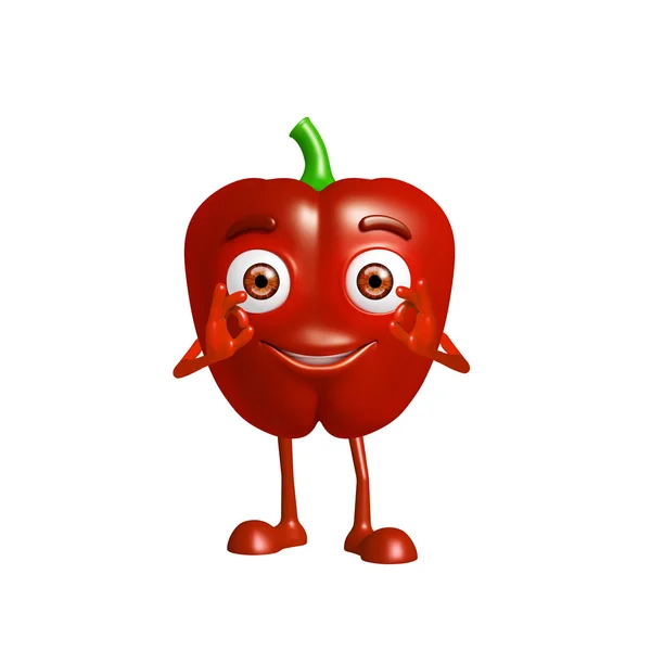 Paprika-Charakter mit bester Zeichen-Pose — Stockfoto