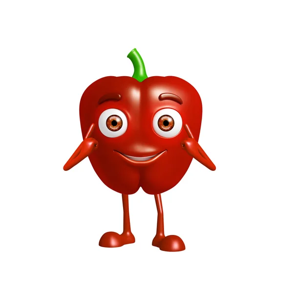 Paprika-Charakter mit spitzer Pose — Stockfoto