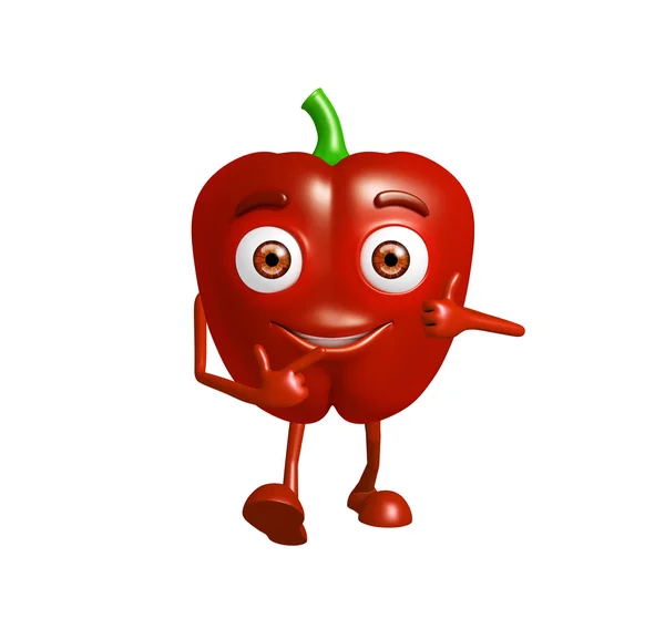 Capsicum character with pointing pose — Stock Photo, Image