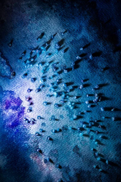 Espacio pintado a mano fondo acuarela. Pintura abstracta de galaxias. Textura cósmica con estrellas. Cielo nocturno. — Foto de Stock