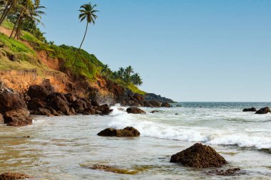 Güzel Sinquerim Goa Plajı, ünlü turizm merkezi, Goa, Hindistan
