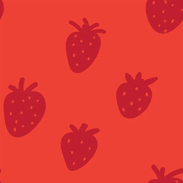 Patrón sin costuras de fresas de acuarela - ilustración vectorial — Vector de stock