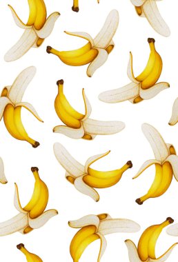 Soyulmuş muz pürüzsüz desen. Paket kağıdı, hediye kartı, poster, afiş tasarımı. Ev dekorasyonu, modern tekstil baskısı. resimleme