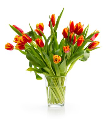 Hediyeler ile turuncu Lale buketi.