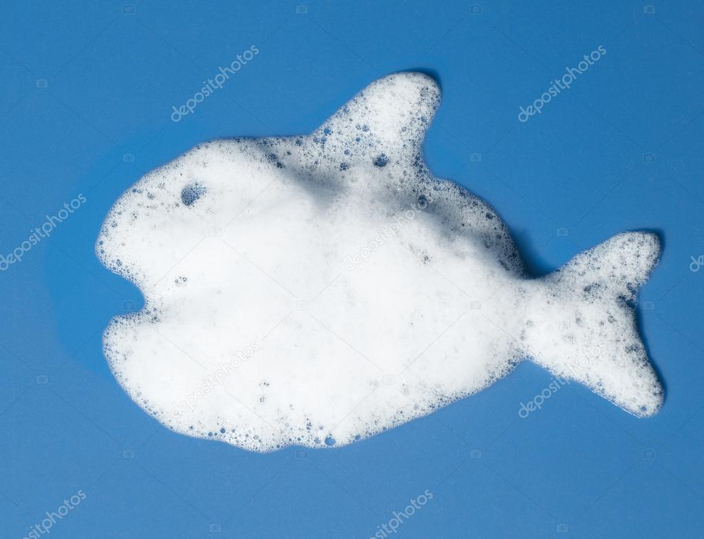  Fish from the suds on blue background