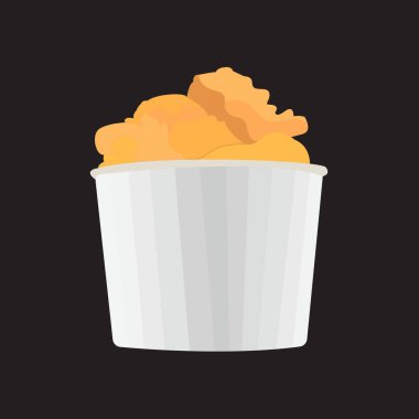 Büyük bir kovada kızarmış tavuk.