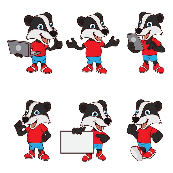 Personaje Mascota Dibujos Animados Profesional Zorrillo Con Varias Poses Ilustración de stock