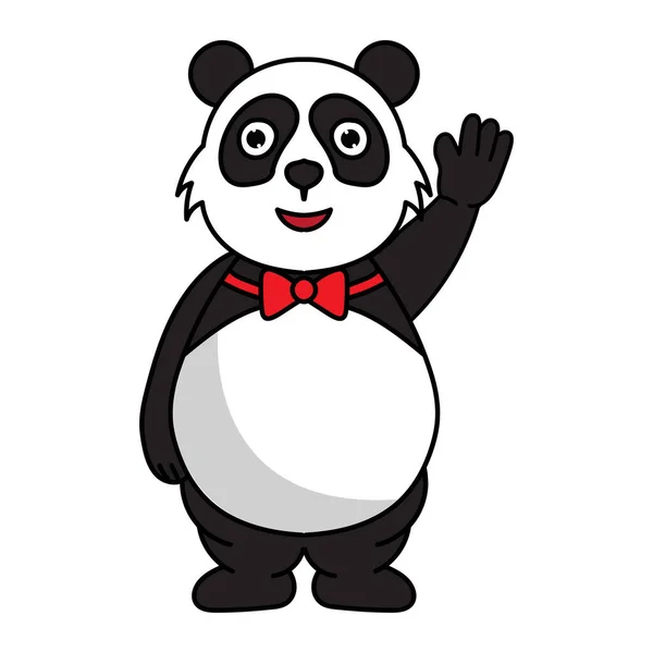 뚱보판다 마스코트 Fat Panda Mascot 캐릭터 인사를 — 스톡 벡터